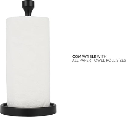 Ivilon Countertop Paper Towel Holder - Modern Bell End Minimalist Design - Fits All Paper Towel Roll Sizes - Color Black - Image 3