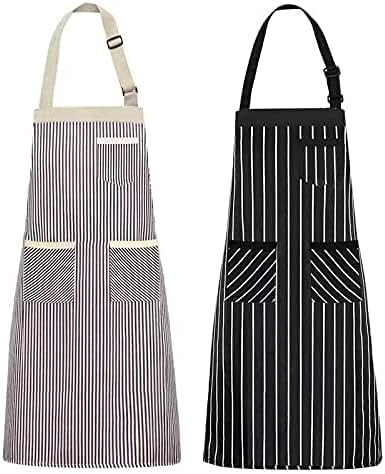 NLUS 2 Pack Kitchen Cooking Aprons, Adjustable Bib Soft Chef Apron with 3 Pockets for Men Women (Umber/Black) - Image 2