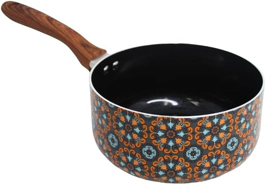 IMUSA 2 Quarts Talavera Nonstick Saucepan with Wood Look Handle, Ceramic Coated by VisitIMUSA