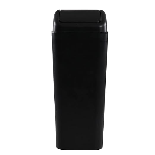 Plastic Waste Bin with Swing Lid, 14 Liter Garbage Can, 1 Pack, 5.2" x 8.2" x 15.7" by Unknown