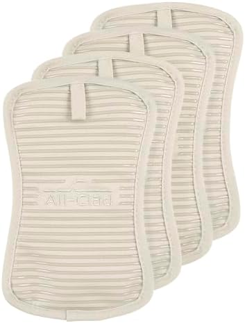 All-Clad Premium Pot Holder & Hot Pad: Heat Resistant to 500 Degrees - 100% Cotton, 10"x6.25" Hot Pad for Kitchen and Barbeque, 4-Pack, Almond by All-Clad