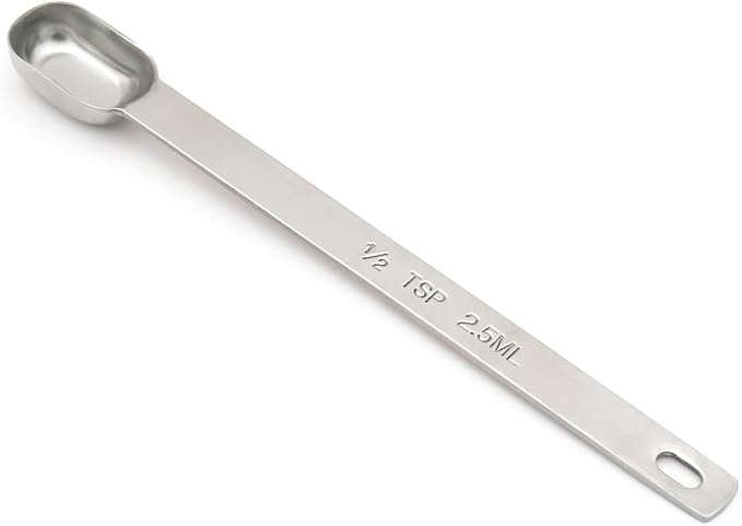 1PCS 1/2tsp (1/6tbsp, 2.5ml) Single Measuring Spoon, Stainless Steel Long Handle Individual Teaspoons Only by BERYLER