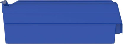 Akro-Mils 30120 Plastic Shelf Bins, Heavy Duty Storage Bins for Garage, Closet, and Drawer Organization, 12" x 4" x 4", Blue, 24-Pack