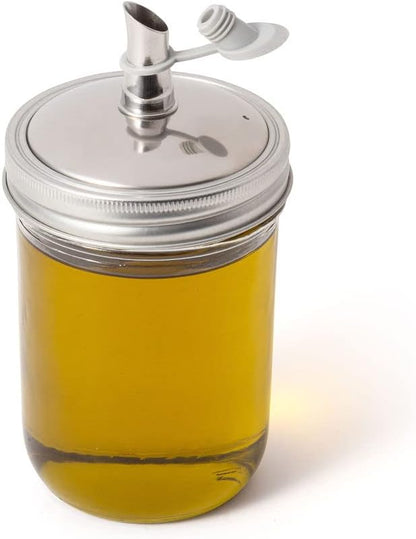 Jarware Stainless Steel Oil Cruet Lid, Wide Mouth Mason Jar Pour Spout Lid