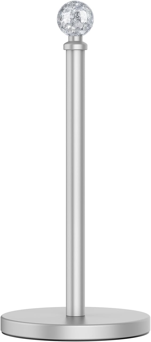 Paper Towel Holder Countertop Silver, Unique Silver Ball Decor,Brass Paper Towel Holder for Kitchen - Sturdy, Durable, and Elegant Home Decor for Kitchen
