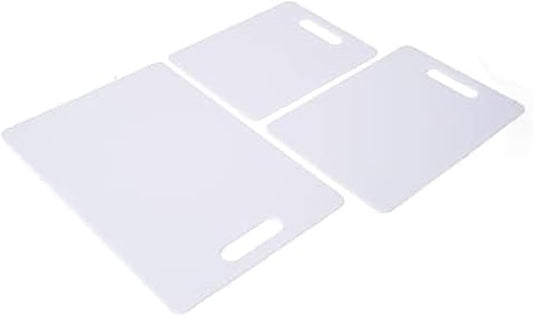 Farberware Plastic Cutting Board Set, Dishwasher- Safe Poly Chopping Board for Kitchen with Easy Grip Handles, Set of 3, White by Farberware