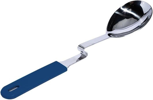 Souper Cubes + Lori Greiner No Mess Stainless Steel Cooking Spoon with Silicone Handle - Stainless Steel Serving Spoon No Mess Design Hooks on Side of Any Pot - Blueberry by SouperCubes%C2%AE