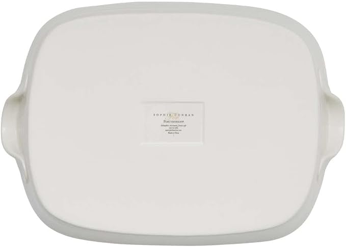Portmeirion Sophie Conran Handled Roasting Dish, White Porcelain Bakeware - 15 x 11 Inch Rectangular 3 Quart Oven, Microwave, Freezer Safe Pan - Durable Cookware for Baking & Serving