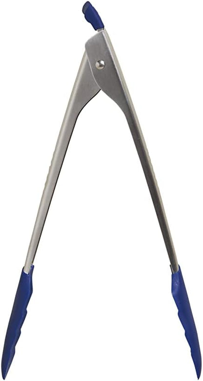 GIR: Get It Right Stainless Steel Locking Tongs - Non-Stick Heat Resistant Silicone and Nylon Tip Food Tongs for Cooking and Grilling - 13 Inch - Navy (GIRTNU381NVY)