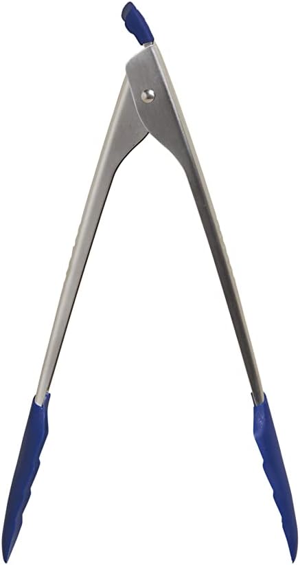 GIR: Get It Right Stainless Steel Locking Tongs - Non-Stick Heat Resistant Silicone and Nylon Tip Food Tongs for Cooking and Grilling - 13 Inch - Navy (GIRTNU381NVY)