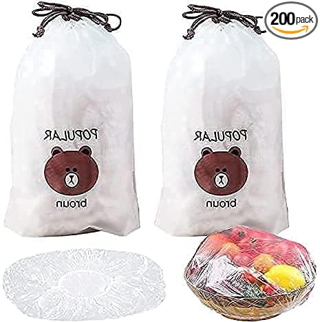 Fresh Keeping Bags, Plastic Sealing Bags Food Cover, Universal Kitchen Wrap Seal Fresh Keeping Caps Fresh Keeping Bags Covers,Plastic Stretchable Food Covers for Leftover And Meal Prep (200PCS) by Home