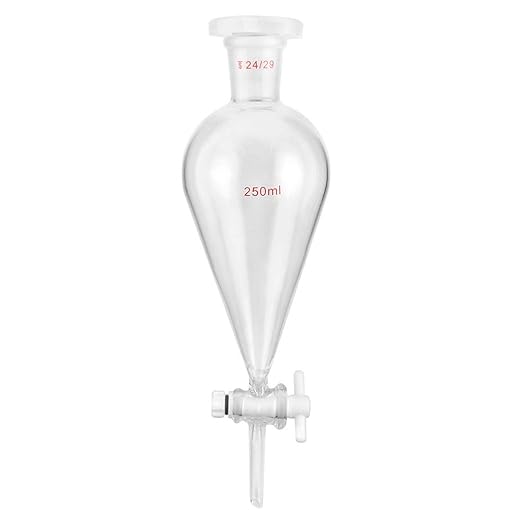QWORK Separating Funnel with 24/29 Joints and PTFE Plug, 250ml