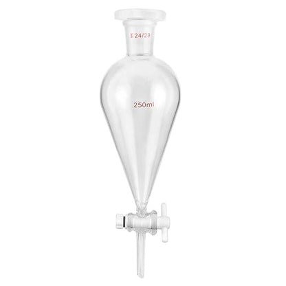 QWORK Separating Funnel with 24/29 Joints and PTFE Plug, 250ml