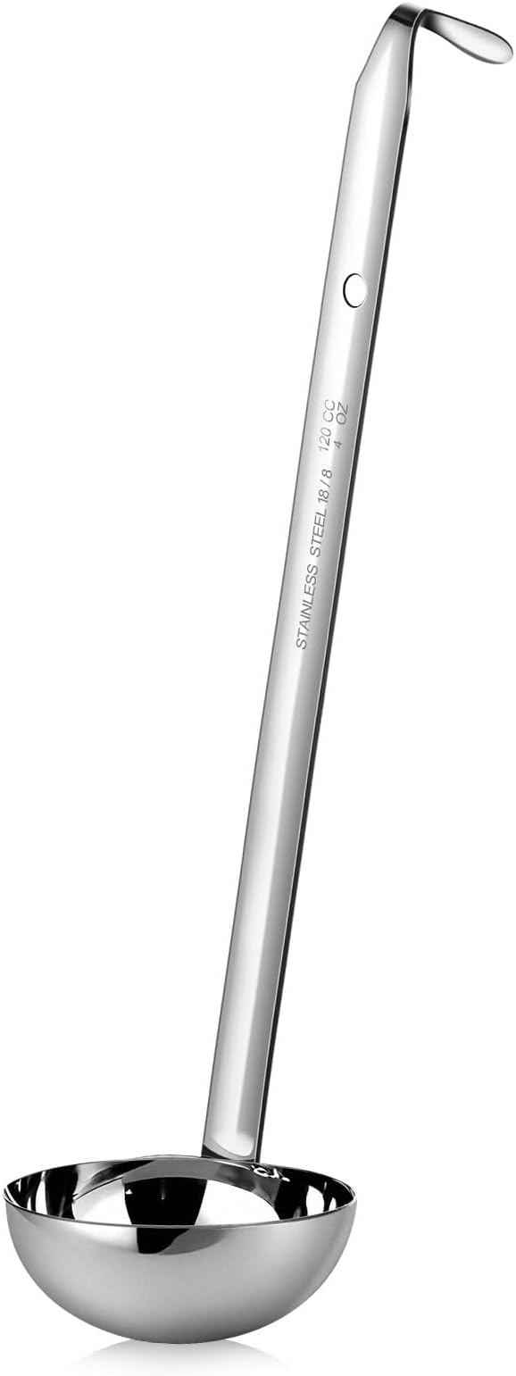 meekoo 1 Pieces Stainless Steel Ladle Soup Handle Ladle with Pouring Rim for Kitchen Cooking Soup Sauce (4 oz) by meekoo