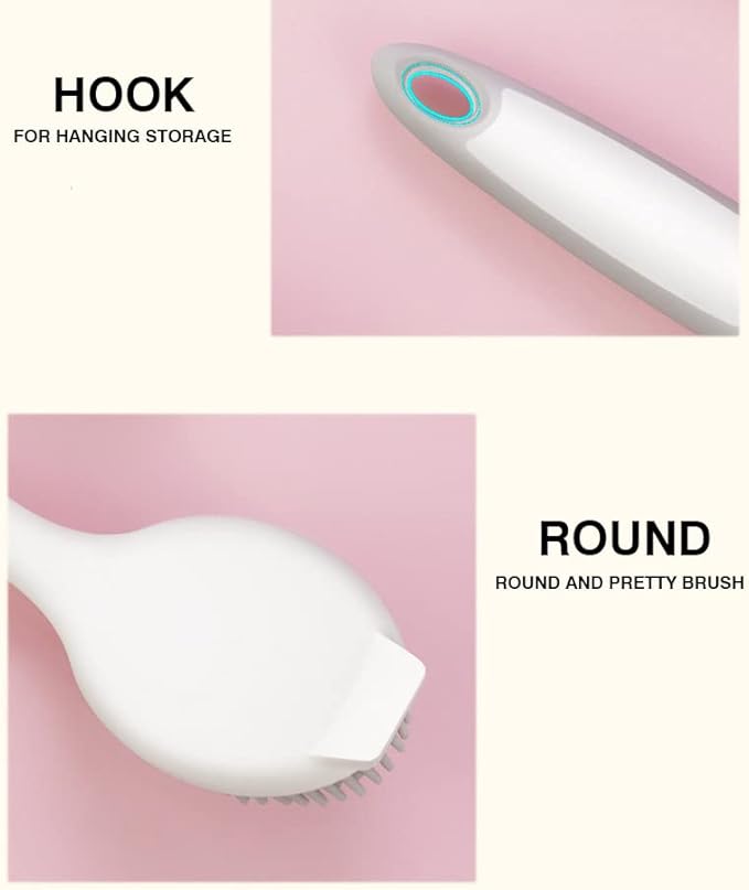 Dish Scrubber, Silicone Soft Bristles Scrub Brush with Scraper Tip, Comfortable Grip Brushes for Kitchen Sink, Pans, Pots, Skillet, Vegetable, Fruit, Potato Cleaning (White/Grey) - Image 4