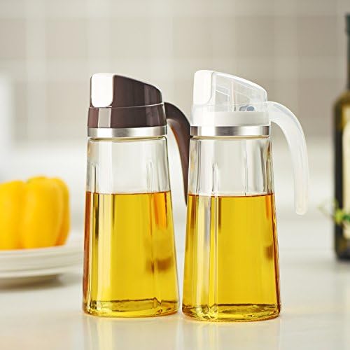 Marbrasse Oil Dispenser for Kitchen,20 OZ /600ml Leakproof Glass Oil Bottle with Auto Flip Cap,Olive Oil Container for Kitchen Cooking (White) - Image 7