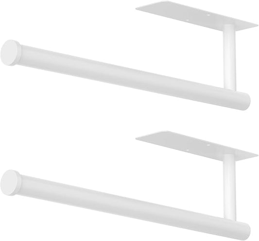 Paper Towel Holder Under Cabinet, Self-Adhesive,No Drilling, Stainless Steel, Wall-Mounted for Kitchen and Bathroom, Easy Install, Durable, Space-Saving, Ideal for Home, RV (White, 2 Pack) by CHIKESI