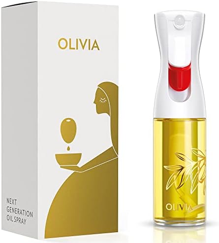 OLIVIA SIGNATURE Advanced Kitchen Oil Sprayer Technology, Fine Mist & Portion Control, Refillable Glass Olive Oil Cooking Spray Bottle for Air Fryer, Salad, BBQ, 130ml (Golden Leaves) by Flairosol