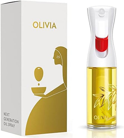 OLIVIA SIGNATURE Advanced Kitchen Oil Sprayer Technology, Fine Mist & Portion Control, Refillable Glass Olive Oil Cooking Spray Bottle for Air Fryer, Salad, BBQ, 130ml (Golden Leaves) by Flairosol