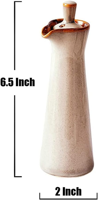 Small Ceramic Olive Oil Dispenser Bottle for Storage Of Oil, Vinegar, Soy Sauce, 120ml / 4oz - Beige