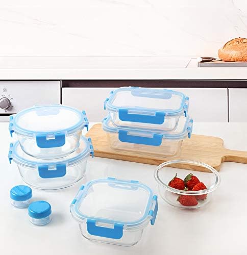 M MCIRCO 24-Piece Glass Food Storage Containers with Upgraded Snap Locking Lids,Glass Meal Prep Containers Set - Airtight Lunch Containers, Microwave, Oven, Freezer and Dishwasher, Blue - Image 7