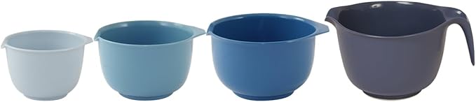 Glad Mixing Bowls with Pour Spout, Set of 4 - Nesting Plastic Bowls (1.2qt, 1.9qt, 2.8qt, and 3qt with Handle) - Non Slip Base, Dishwasher Safe Kitchen Cooking and Baking Supplies, Blue - Image 6