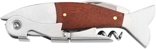 Unique Fish Corkscrew, Professional Waiters Corkscrew Wine Key Bottle Opener,Manual Wine Key for Servers, Waiters, Bartenders and Home Use (Brown fish)