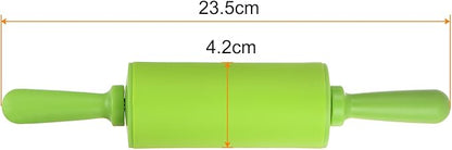 HARFINGTON Silicone Rolling Pins for Baking 9 Inch Non Stick Rolling Pin Small Roller Playdough Rolling Pins for Dough Pizza Pastry Fondant Kitchen, Green