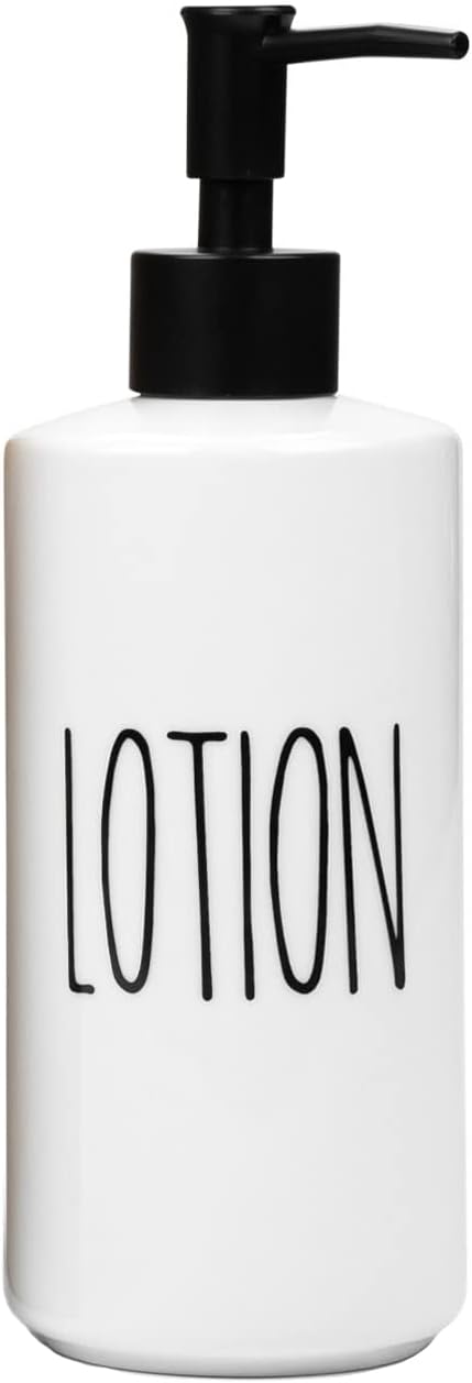 Heartland Home Porcelain 16oz Lotion Dispenser - Kitchen, Bathroom or Bedroom Lotion Pump Bottle by HeartlandHome
