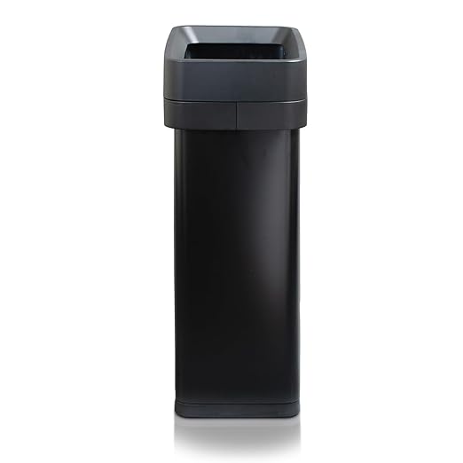 Clorox 13 Gallon Trash Can - 50L Slim Open Top Garbage Bin for Commercial Spaces, Kitchen, Office - Narrow Rectangular Black Stainless Steel Body with Hinged Rim Protection - Image 4
