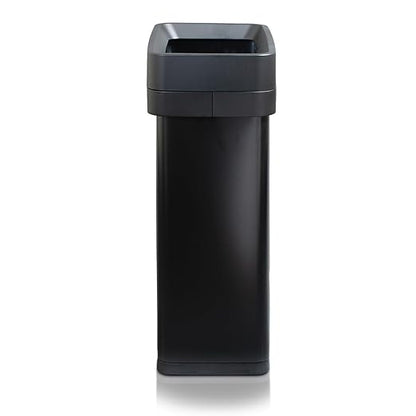 Clorox 13 Gallon Trash Can - 50L Slim Open Top Garbage Bin for Commercial Spaces, Kitchen, Office - Narrow Rectangular Black Stainless Steel Body with Hinged Rim Protection - Image 4