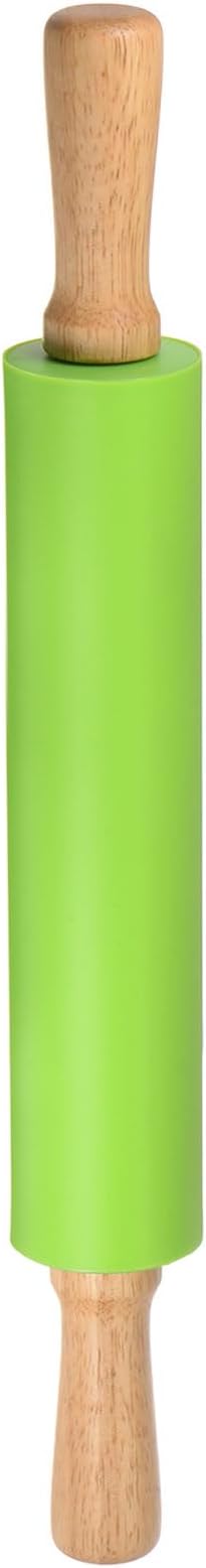 HARFINGTON Silicone Rolling Pins for Baking 17 Inch Wooden Handle Non Stick Rolling Pin Small Roller Playdough Rolling Pins for Dough Pizza Pastry Fondant Kitchen, Green