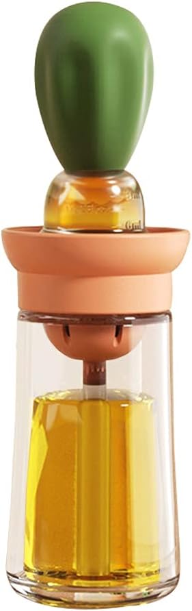 TINMIX Oil Dispenser with Brush - Glass Olive Oil Dispenser for Kitchen, 2 IN 1 Oil Dispenser Bottle with Silicone Basting Brush for Cooking Vinegar Sauce BBQ Grill Frying, T-OB21, Green by TINMIX