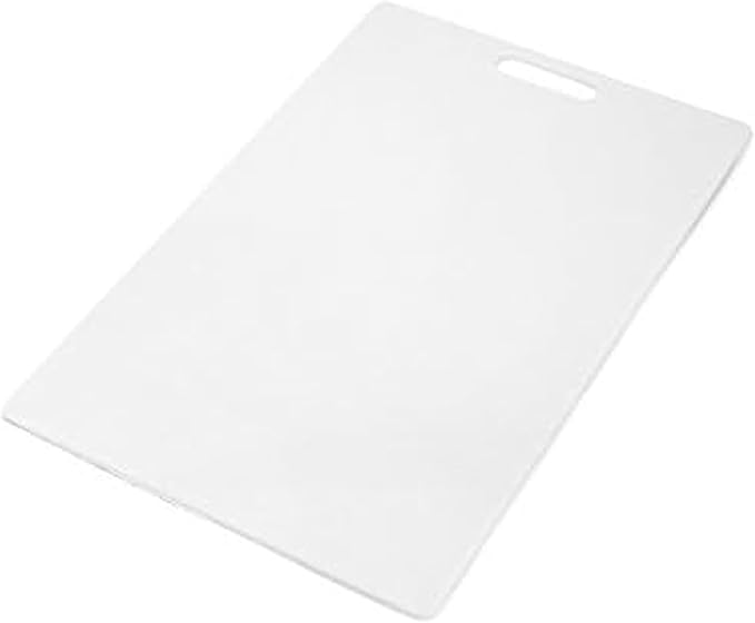 Farberware Extra-Large Plastic Cutting Board, Dishwasher- Safe Poly Chopping Board for Kitchen Meal Prep with Easy Grip Handle, 12-inch by 18-inch, White by Farberware