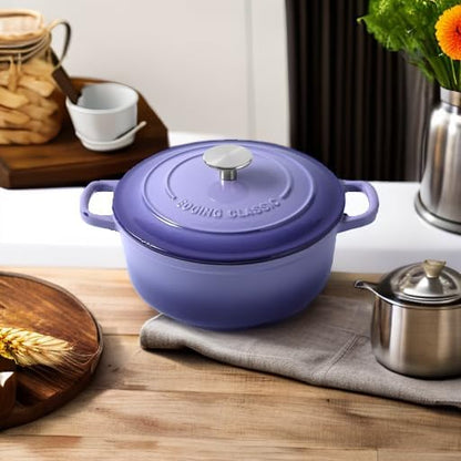 EDGING CASTING Enameled Cast Iron Duch Oven, 5.5 Quart Round Dutch Ovens Pot with Lid, Dual Handle for Bread Baking, Purple - Image 5