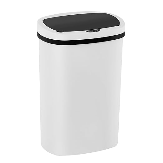 PayLessHere | 13 Gallon Plastic Trash Can | White | Automatic Touchless Lid with Motion Sensor | Kitchen Garbage Can with Waterproof Design | for Home, Office, Bathroom | Pack of 1 by PayLessHere