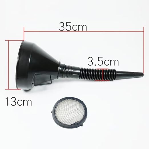 Plastic Oil Funnel Set, 5-Piece Automotive Funnels with Flexible Hose, Red and Black, for Cars, Boats, Gas Transfer