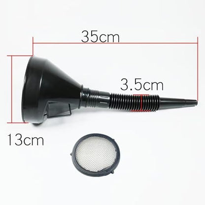 Plastic Oil Funnel Set, 5-Piece Automotive Funnels with Flexible Hose, Red and Black, for Cars, Boats, Gas Transfer