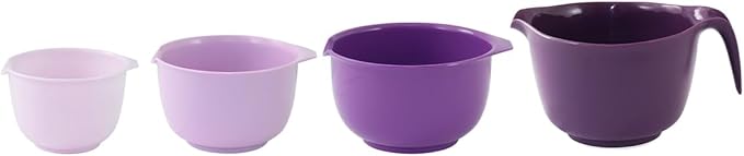 Glad Mixing Bowls with Pour Spout, Set of 4 - Nesting Plastic Bowls (1.2qt, 1.9qt, 2.8qt, and 3qt with Handle) - Non Slip Base, Dishwasher Safe Kitchen Cooking and Baking Supplies, Purple - Image 6