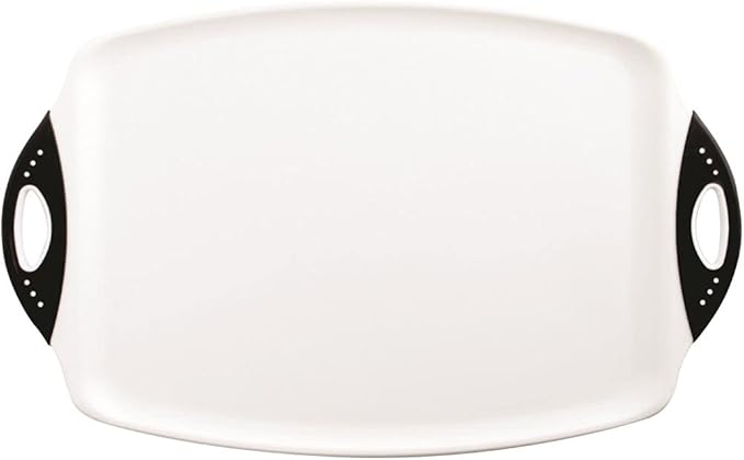 Dexas Chop & Serve Cutting Board, 12.5 by 20 inches, White with Black Handles (329-32-25) - Image 2