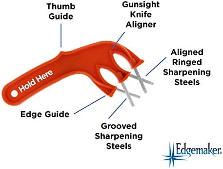 The Edgemaker Knife Sharpener Pro 331- Perfect for Sharpening & Honing any Blade, Durable, Safe & Easy to Use- Orange