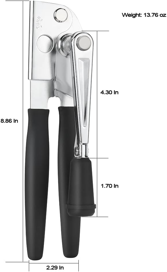 Manual Can Opener with Soft Handles,Commercial Can Openers Heavy Duty, Ergonomic Easy-Turn Crank for Seniors,Industrial Can Opener for Restaurant - Image 2