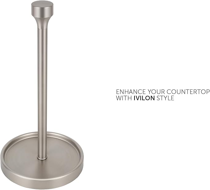 Ivilon Countertop Paper Towel Holder - Modern Bell End Minimalist Design - Color Brushed Nickel - Image 2