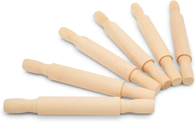 Wooden Mini Rolling Pin, 7 Inches Long, Pack of 100, Perfect for Fondant, Pasta, Baking in the Kitchen, Play-doh, Crafting and Imaginative Play, by Woodpeckers by Woodpeckers