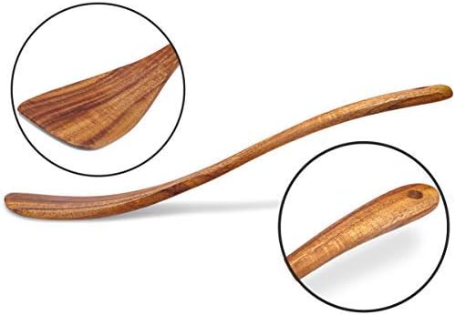 Jilla-hla Wooden Spatula Nonstick Turner Acacia Wood, Right Long Handle Flat Frying Spatulas Handmade for Mother Wife Grandma Her Kitchen Gift, Ideal Cookware Utensils for Cooking Eggs, Fish, Pancakes - Image 4