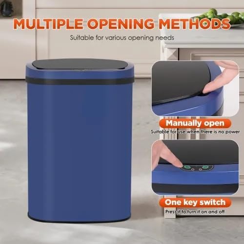 13 Gallon Automatic Trash Can with Lid, Touch Free Stainless Steel Kitchen Trash Can Touchless Garbage Can 50L High Capacity Electronic Sensor Trash Bin Waste Bin for Room Kitchen Office (Deep Blue) - Image 3