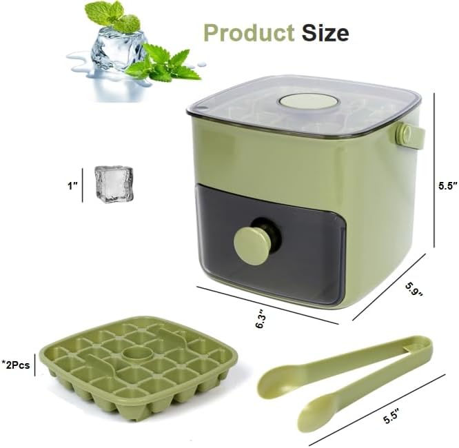 Ice Cube Tray with Lid & Bin Ice Maker for Freezer Ice Trays Ice Container- Ice Molds for Whiskey, Cocktail, Coffee Drinks, Beer with Ice Tongs Kitchen Gadgets Tools (Green) - Image 6