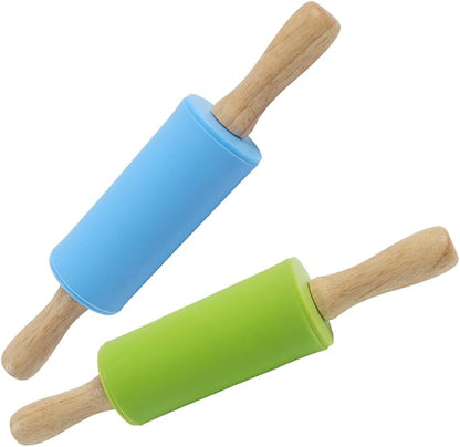Koogel 2PCS Small Rolling Pin, 9 Inch Kids Rolling Pin for Baking Supplies, Playdough, Wooden Handle Dough Rollers by KOOGEL