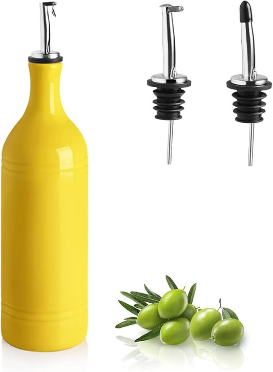 Sweejar Large Ceramic Olive Oil Dispenser Bottle, Opaque Oil Cruet Protects to Reduce Oxidation, Suitable for Storage Vinegar, Soy Sauce & Other Liquids, Pack of 1, 24 Fl Oz(Yellow) by Sweejarco1949