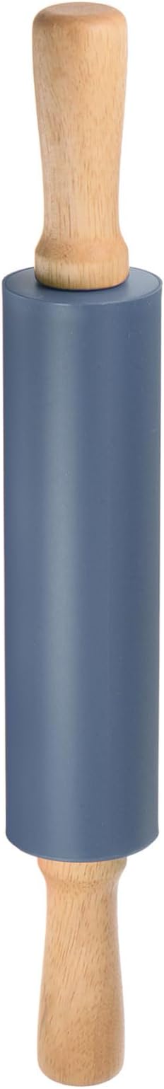 HARFINGTON Silicone Rolling Pins for Baking 15 Inch Wooden Handle Non Stick Rolling Pin Small Roller Playdough Rolling Pins for Dough Pizza Pastry Fondant Kitchen, Drak Blue